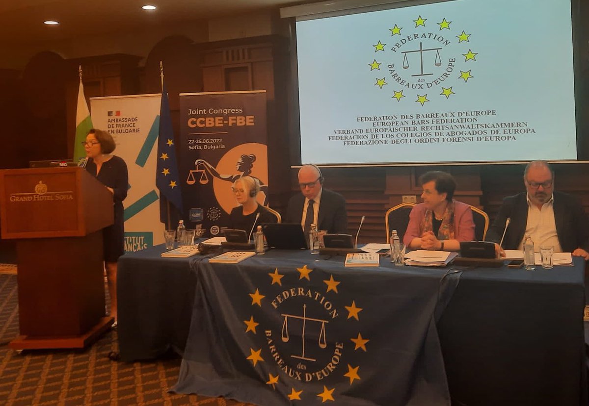 General Assembly on the ocassion of the Congress <a href="/CCBEinfo/">CCBE</a> - <a href="/EuropeanBars/">FBE · Fédération des Barreaux d'Europe</a> in Sofia (Bulgaria). Speech by the President of the FBE, <a href="/AttiasDominique/">Dominique Attias</a>. #FBESofia 🇧🇬