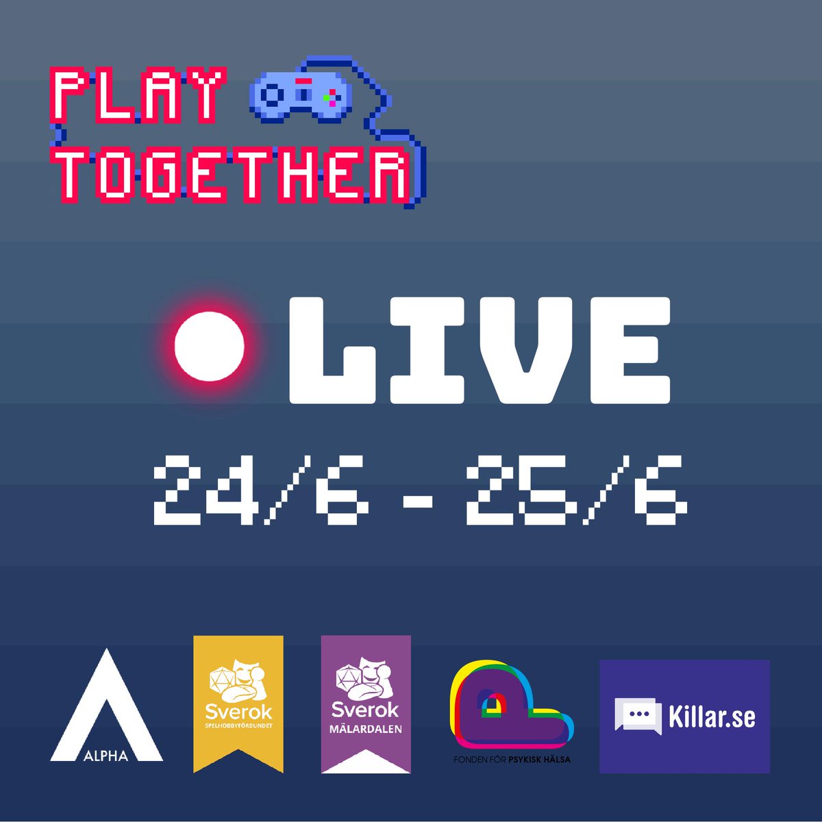 Vi är nu live! Häng med oss denna midsommar med mängder av spel och intervjuer med fantastiska människor! Ni hittas oss på twitch.tv/playtogetherse