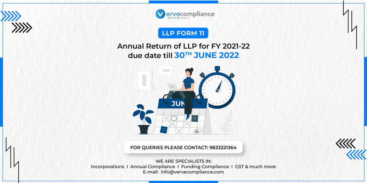 ComplianceVerve's tweet image. Annual Return of LLP for FY 2021-22 due date till 30th June 2022.

Get in touch with us at 9833969364

#llp #partnership #form11 #vervecompliance #committedlycompliant #LimitedLiabilityPartnership #legal #tax #startup #economy #business #india #registration
