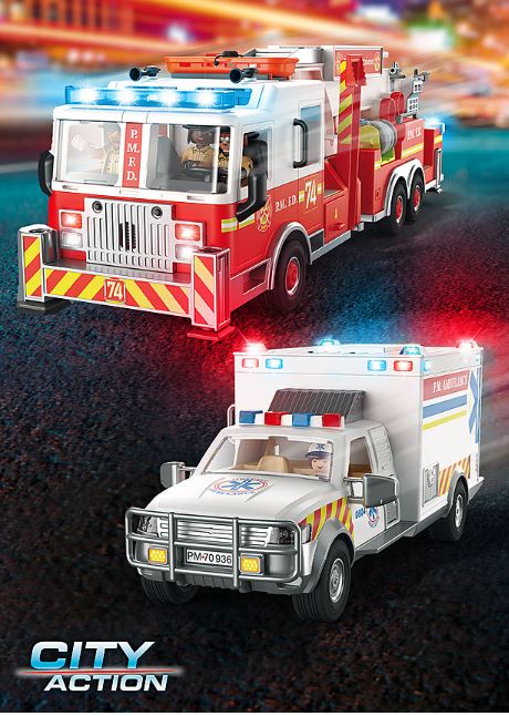 Playmobil UK on X: Race to the rescue with the two new #Emergency service  vehicles from #playmobil 🚨 🇺🇸. Available in stores and online now!   👈🚑🚒  / X