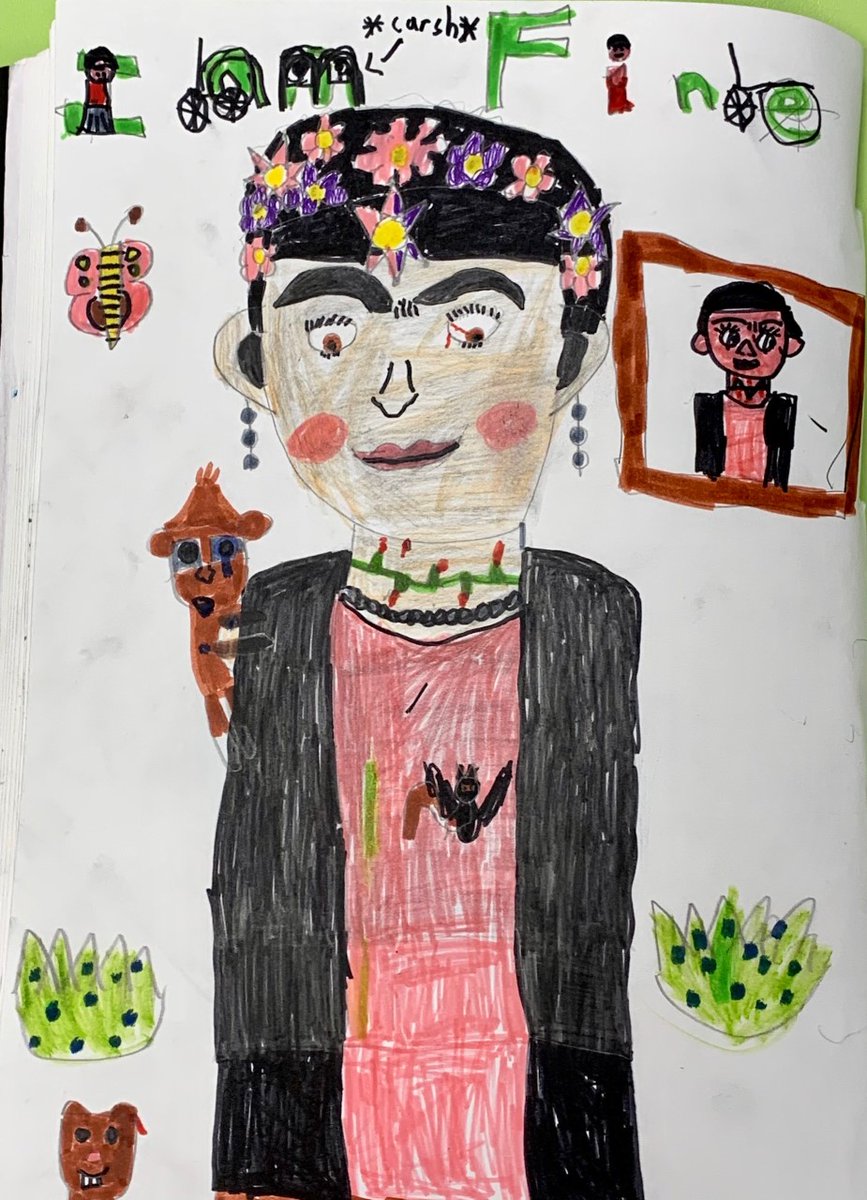 amberley_ce's tweet photo. Wow! What incredible artists we have in Maple class! These Frida Kahlo portraits are stunning! #smallschools #ruralschools https://t.co/NXgvffhg62