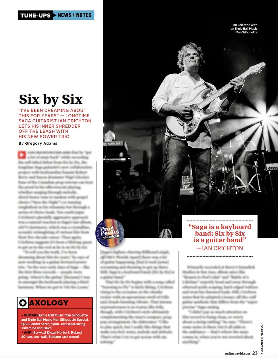 KingmakerMgmt's tweet photo. We're loving this feature by @GuitarWorld magazine featuring @sixbysixband guitar legend Ian Crichton, in which he introduces the new powerhouse trio.  Debut album, Yearning To Fly out August 19th, 2022 via @insideouteu https://t.co/H2UI6IGAXK