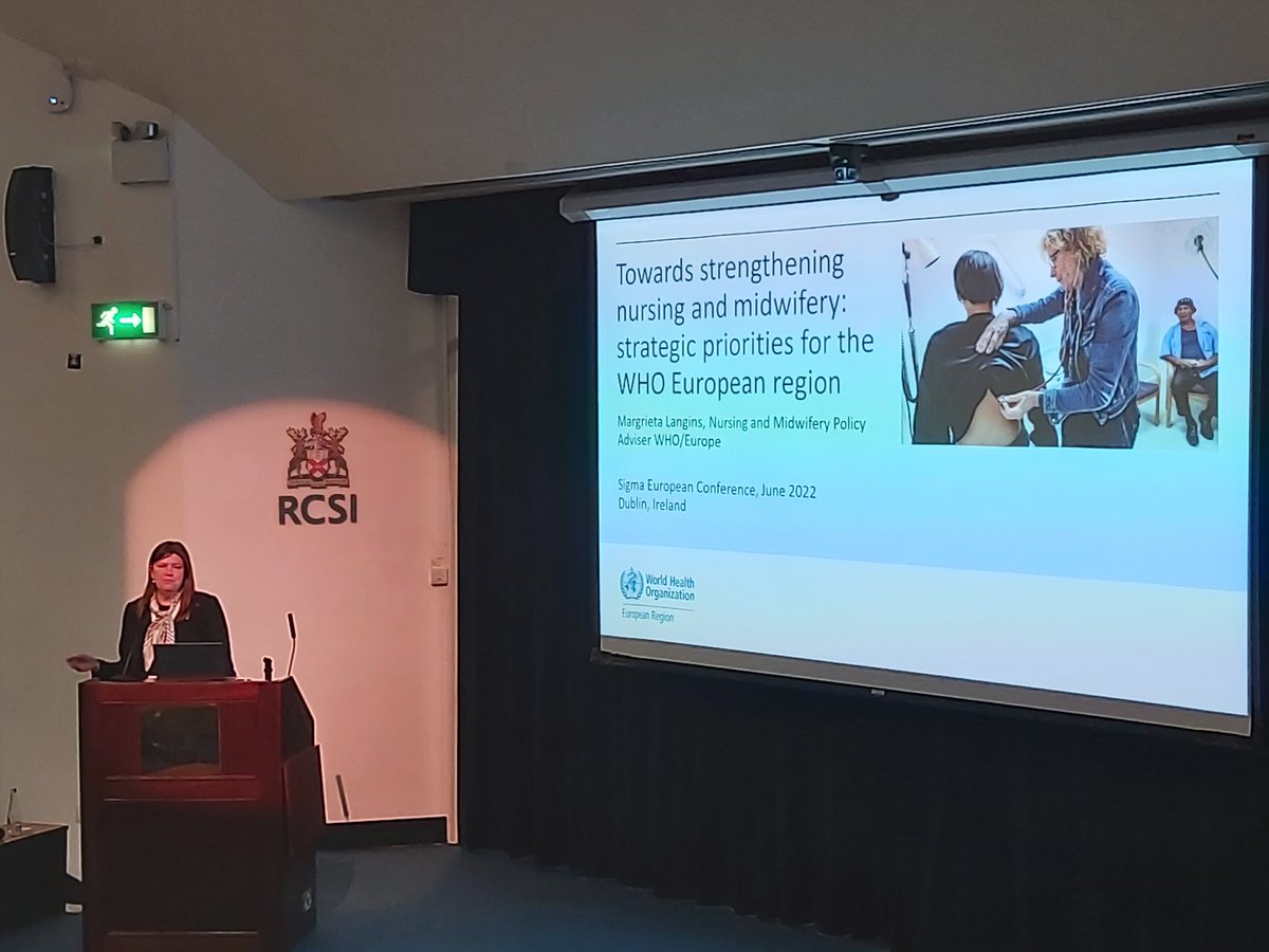 sigmaireland's tweet photo. Keynote address by Ms @maggedyann on strengthening nursing and midwifery @RegionSigma #SigmaERC2022 https://t.co/UzKKqNdgtP