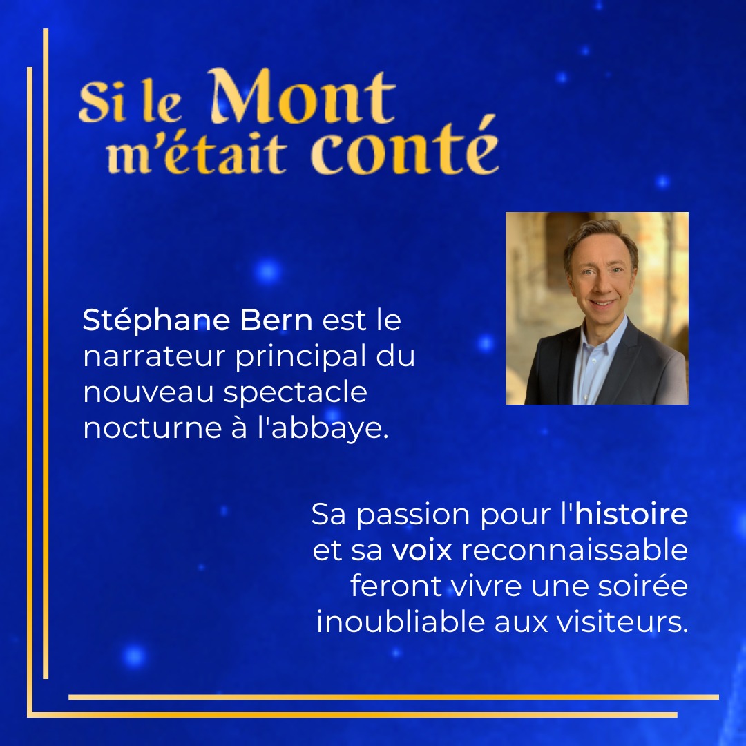 .<a href="/bernstephane/">Stéphane Bern</a> est le narrateur des nouvelles <a href="/NocturnesAbbaye/">Les Nocturnes de l'Abbaye</a> au <a href="/EPMontStMichel/">Etablissement public du Mont Saint-Michel</a> ! ✨ Un spectacle à découvrir dès le 2 juillet 🗓️
<a href="/AmaclioP/">Amaclio_Productions</a> <a href="/leCMN/">le CMN</a>