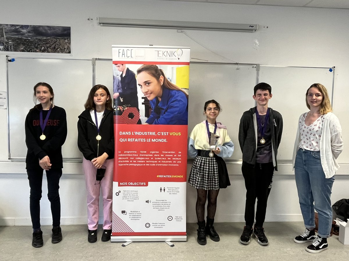 Félicitations à Céline, Noam, Emma, Rafael, Léana et Agathe qui ont remporté le prix de l’innovation au concours TEKNIK avec leur projet « Teleportatrice » 
<a href="/ElbeufSurSeine/">Ville Elbeuf sur Seine</a> 
<a href="/FACENormandie/">FACE Normandie</a>
