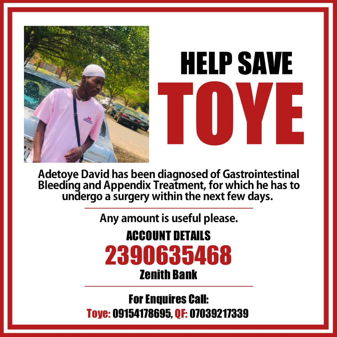 jiggyjosh_'s tweet photo. Please help save a brother, a friend🥺. No amount is to small🙏🏽 The surgery is on monday. Kindly help retweet 🙏🏽🙏🏽.
#OAUTwitter https://t.co/8L44aykJwJ