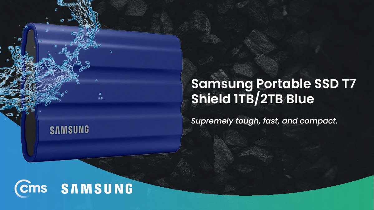 Supremely tough, fast, and compact. Samsung Electronics' new T7 Shield gives you superior performance on the go, even in challenging environmental conditions.

Place an order today: bit.ly/3GD78MB

#cmsdistribution #samsung #t7shield #data