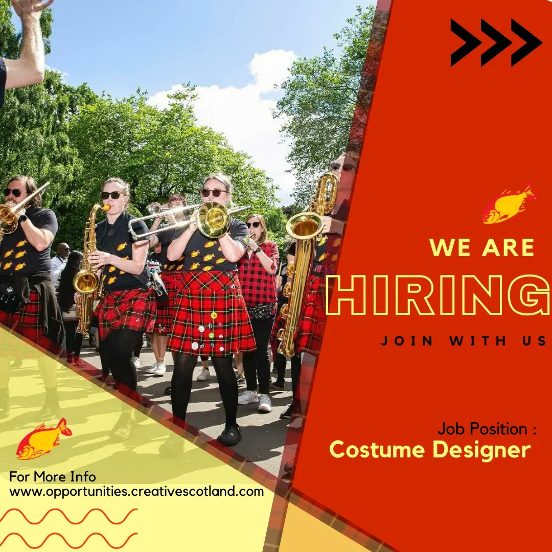SambaYaBamba's tweet photo. Our job advert is open until 4th July! Are you a costume designer? We'd love to hear from you! Check out full details here: https://t.co/Afu9JwSB0H

#costumedesign #costumedesignjobs #artsjobs #streetband #glasgow https://t.co/1eETgrsl3h