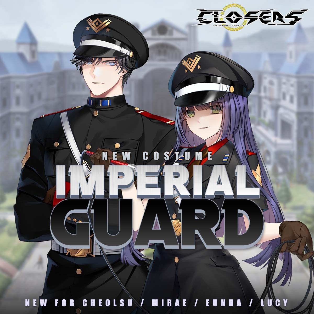 ClosersGame's tweet photo. Stylish uniforms that represent your character the best!
Imperial Guard will be on sale on June 29th.
Now available for all Rattus members!
Check the costume here! https://t.co/byCnPvr2Q3
#ImperialGuard #cheolsu #mirae #eunha #lucy #closers #ClosersOnline #naddic https://t.co/HcdmDAYPUr
