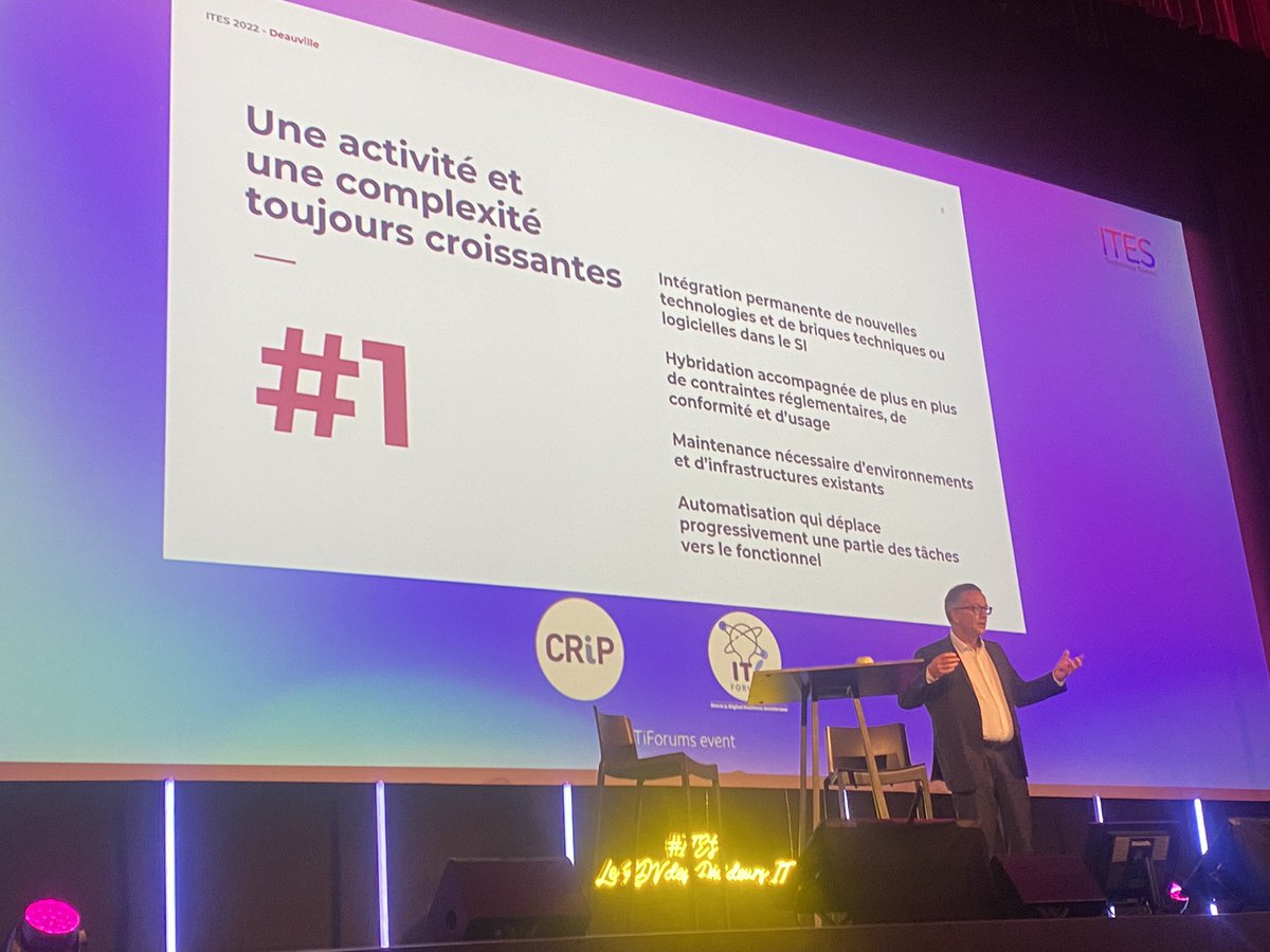 CMoulinSchwartz's tweet image. « Nous n’arrêterons pas les anciens systèmes, quoique nous disent les fournisseurs de technologies car nous n’avons pas les ressources humaines et financières. Cela ne serait pas tenable ! » Christophe Leray  VP @Cigref &amp;amp; DG STIME , #DSI Groupement Les Mousquetaires  #ITES2022