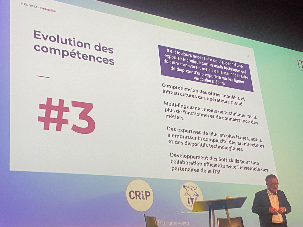 CMoulinSchwartz's tweet image. « Nous n’arrêterons pas les anciens systèmes, quoique nous disent les fournisseurs de technologies car nous n’avons pas les ressources humaines et financières. Cela ne serait pas tenable ! » Christophe Leray  VP @Cigref &amp;amp; DG STIME , #DSI Groupement Les Mousquetaires  #ITES2022