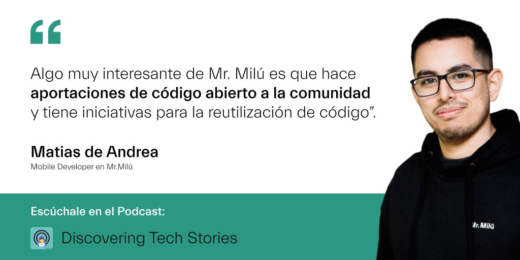 No te pierdas esta entrevista a nuestro compañero Matias de Andrea, #Flutter developer, en el podcast Discovering Tech Stories, muy 🔝
👉🏼 spoti.fi/3tYszCW 🎧

#opensource #codigoabierto #mrmilu #development #dev #code #desarrolloweb  #remote #teletrabajo #fullremote