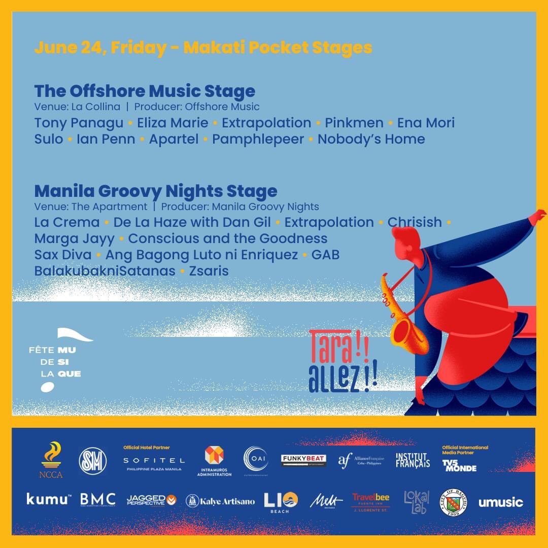 But wait! There’s more!😆 We’re also playing at the Manila Groovy Nights stage! So choose your own adventure tonight, June 24! See ya! 

#fetedelamusique2022 
#fetePH2022