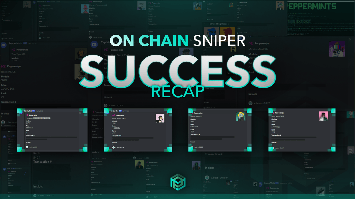 PepperMintsNFT's tweet photo. Users are DESTROYING with our ON CHAIN SNIPERS!😈
...it doesn't matter whether MagicEden, CoralCube or FFF.

Have you noticed our multiple snipes in a single block? 🫢

Who wants to try the FASTEST sniper on the market? 🥳

Tomorrow. 6:00PM GMT.
https://t.co/oRO5Fi9x91 https://t.co/kbKghyuA5z