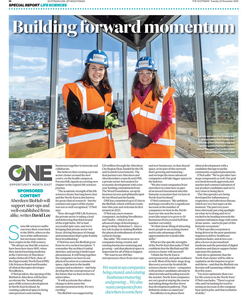 Opportunity North East (ONE) (@opportunity_ne1) on Twitter photo #BioHub will accelerate “breathtaking” pace of #lifesciences development in NE Scotland by creating a physical space to bring entrepreneurs and existing businesses together to innovate and collaborate. Full <a href="/debsoneil/">Deborah O'Neil</a> interview in <a href="/TheScotsman/">The Scotsman</a> #TransformingourRegion #ABZDeal #BioHub will accelerate “breathtaking” pace of #lifesciences development in NE Scotland by creating a physical space to bring entrepreneurs and existing businesses together to innovate and collaborate. Full <a href="/debsoneil/">Deborah O'Neil</a> interview in <a href="/TheScotsman/">The Scotsman</a> #TransformingourRegion #ABZDeal