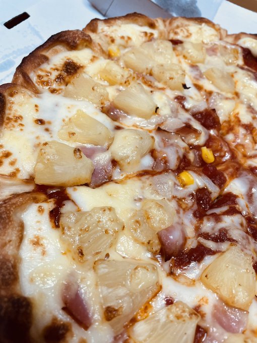 ピザ🍕キタ━━━━(^ω^)━━━━!!
やっぱパイナップルが一番よな!
…な! 