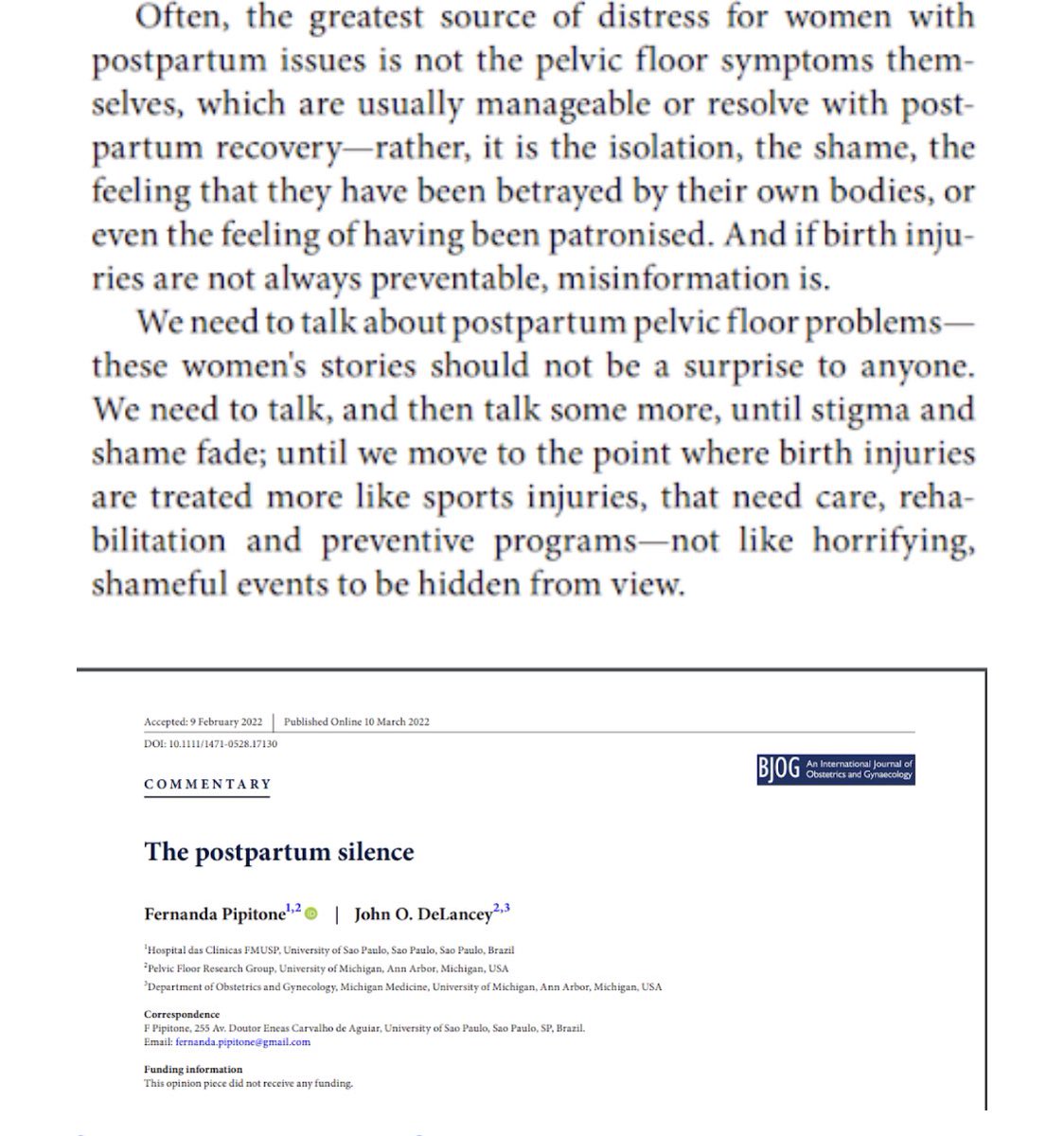 Birth injuries should not be shame fueled but treated with the care, rehab and prevention that sports injuries are. #oasicarebundle <a href="/MidwivesRCM/">Royal College of Midwives 💙</a> <a href="/RCObsGyn/">RoyalCollegeObsGyn</a> Thanks for sharing this beautiful women centered paper <a href="/RaneeThakar/">Ranee Thakar</a> <a href="/BJOGTweets/">BJOG</a> <a href="/ThePOGP/">POGP</a> <a href="/PlymMidSoc/">Plymouth Midwifery Society</a> <a href="/masic_uk/">The MASIC Foundation</a> #worktogether