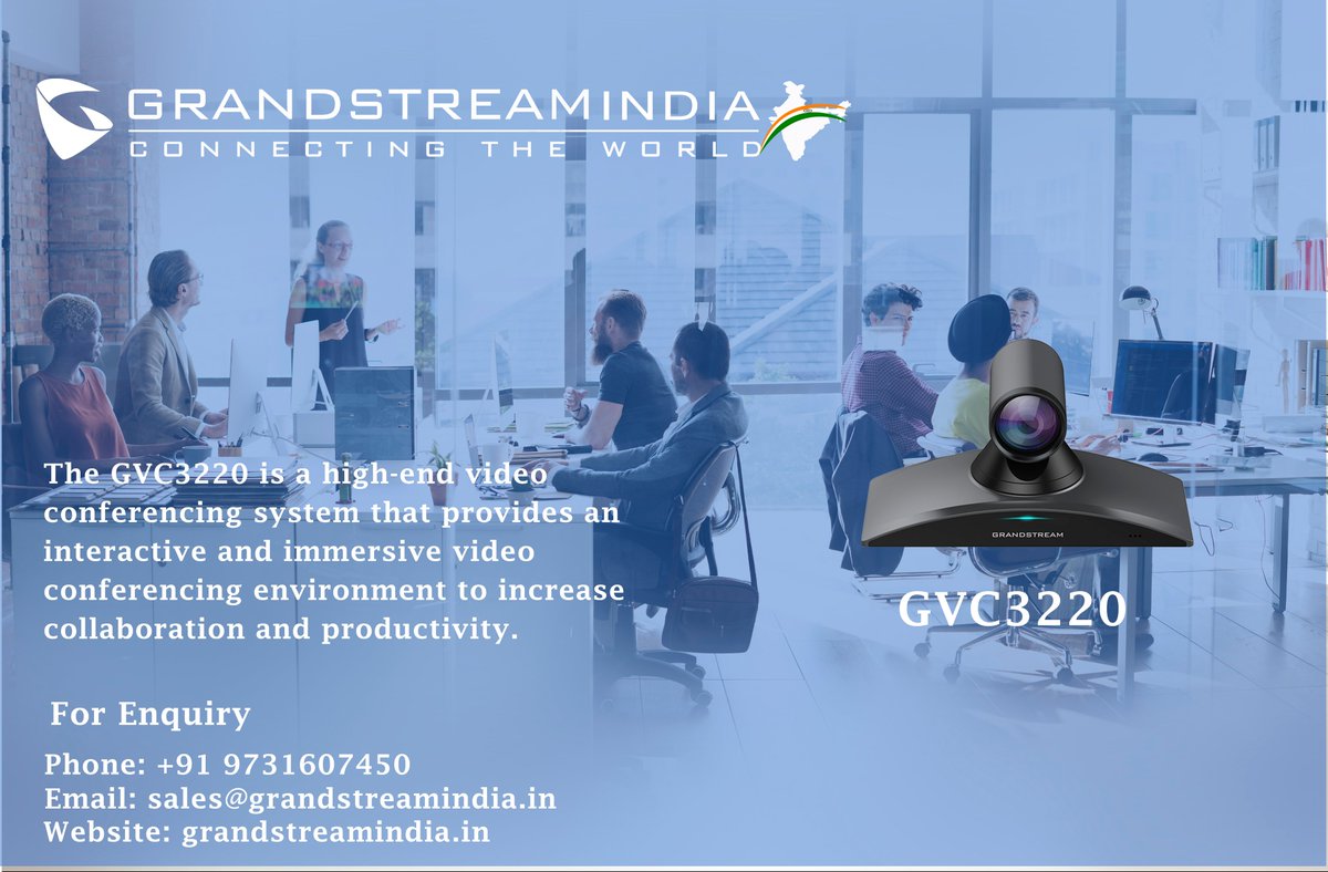 Grandstream_ind's tweet photo. Ultra HD Multimedia Conferencing System!
The GVC3220 is a high-end video conferencing system that provides an interactive and immersive video conferencing environment to increase collaboration and productivity.
https://t.co/cArruUzwgi

#Grandstream #GVC3220 https://t.co/D18CUASyz6