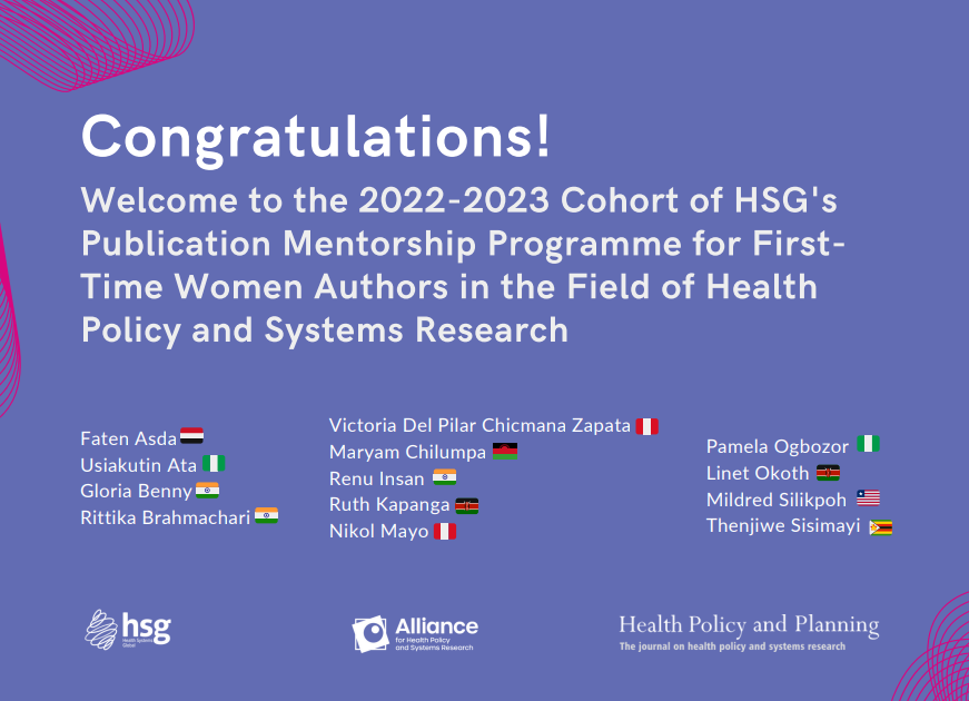 HPP_LSHTM's tweet photo. Huge congrats to the 2022-2023 Cohort for the 
@H_S_Global @AllianceHPSR @HPP_LSHTM
Publication Mentorship Program for first-time women authors! This program provides 1-1 mentoring support to help produce strong manuscripts for publishing.
👉🏾https://t.co/R5t5sw1b17 #HSR2022 #HPSR https://t.co/CUJtoilXy5