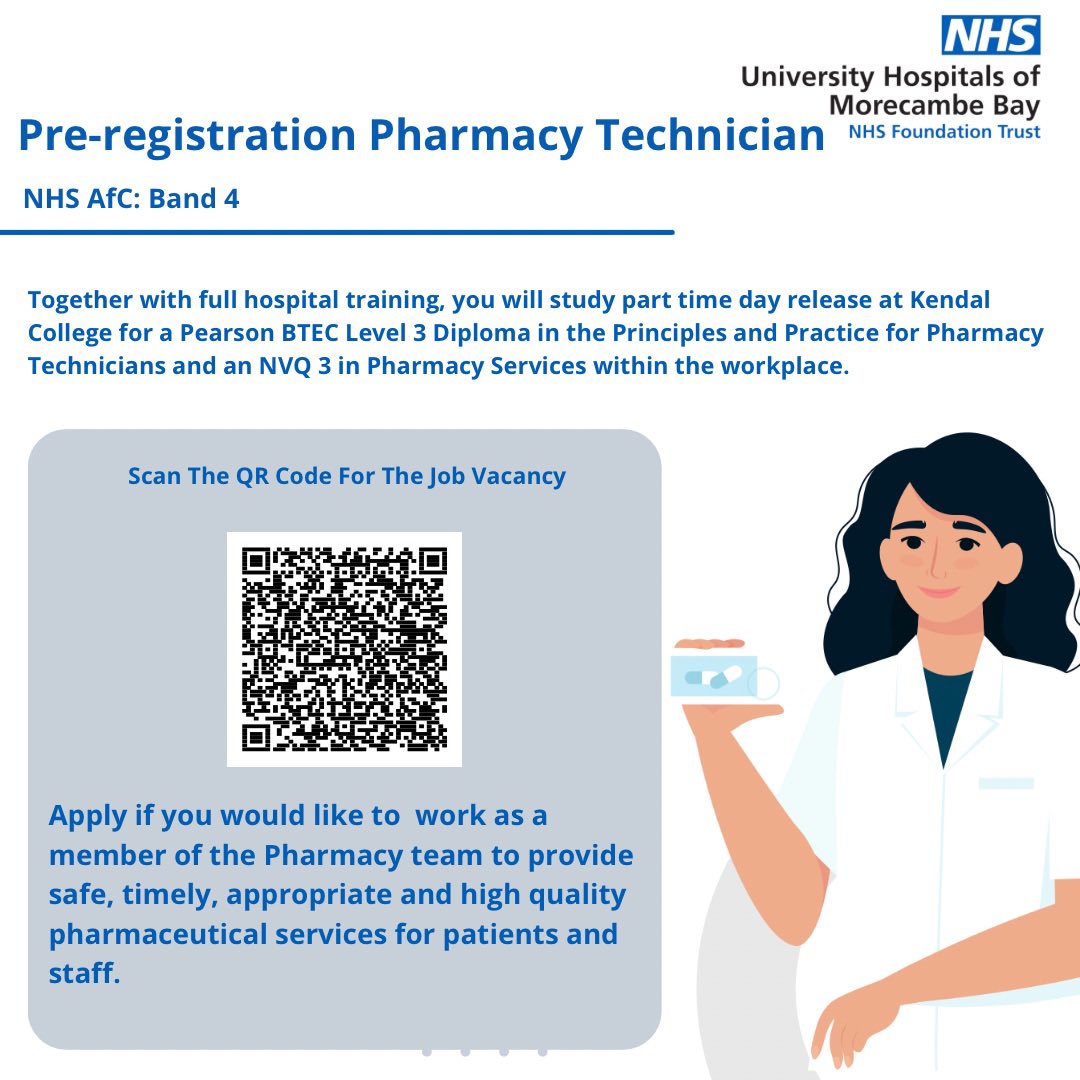 BCTCareers (@BCTCareers) on Twitter photo 2022-06-24 16:25:57 Looking for a new challenge? We have a role available in our pharmacy team. Scan the QR code on the poster, or visit bit.ly/3nbxM6B for more info 🏥 #FutureWorkforce #Pharmacy #GreatPlaceToWork Looking for a new challenge? We have a role available in our pharmacy team. Scan the QR code on the poster, or visit bit.ly/3nbxM6B for more info 🏥 #FutureWorkforce #Pharmacy #GreatPlaceToWork