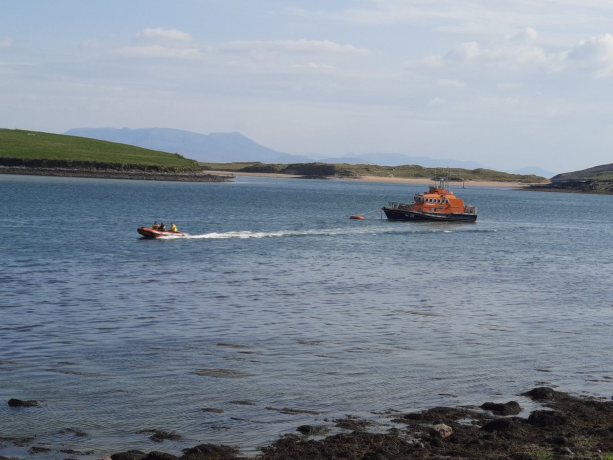 AchillRNLI's tweet photo. #PhotoFriday | #LifeAtTheLifeboatStation 

Our Trent class all-weather lifeboat is moored a short distance from our station, so our crew use our beautiful #Sillinger #BoardingBoat to get to it in all weather conditions, day &amp; night. It's essential that they practice capsize . . . https://t.co/kOi478VsfZ
