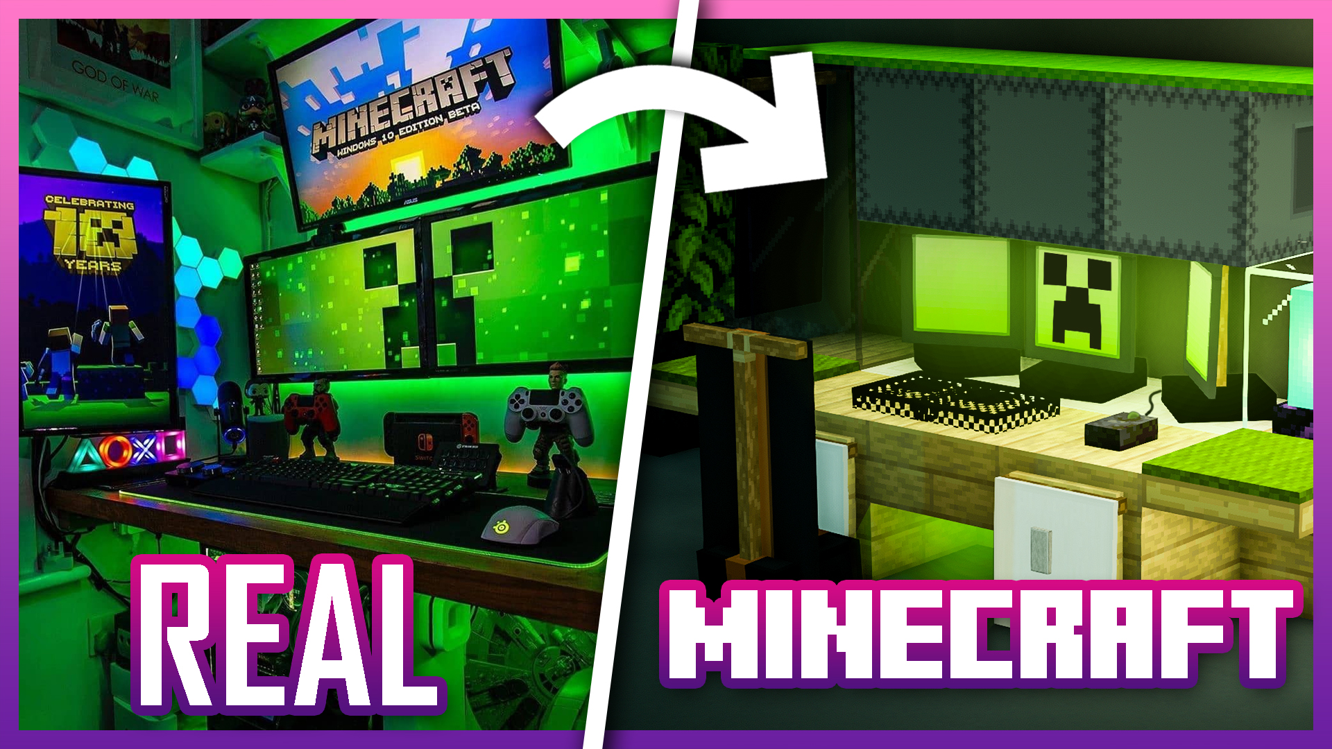 Blockception on Twitter: "🖥 Want to bring your home PC and RBG setup to # Minecraft? we have 3 gaming designs that you can build for your rooms in game 💻