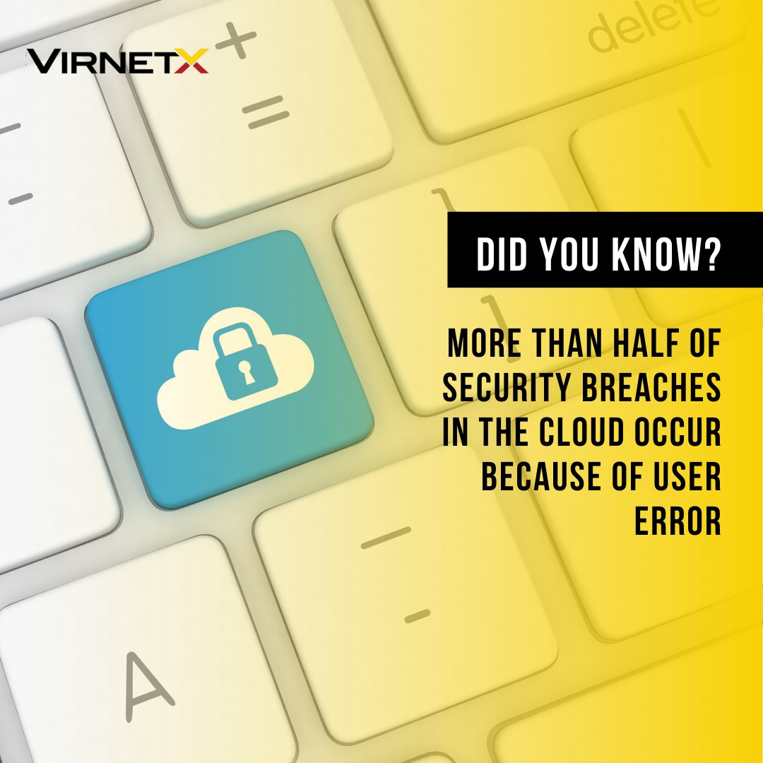 VirnetX_'s tweet photo. Did you know that 65% of cloud network #security breaches are due to user error? One little mishap is all it takes for your #cloud to crumble at the hands of hackers.

Understand the state of cloud security here: https://t.co/hmkXsSrA7w

#cybersecurity #cybercrime #infosec https://t.co/cg1do9xVkp