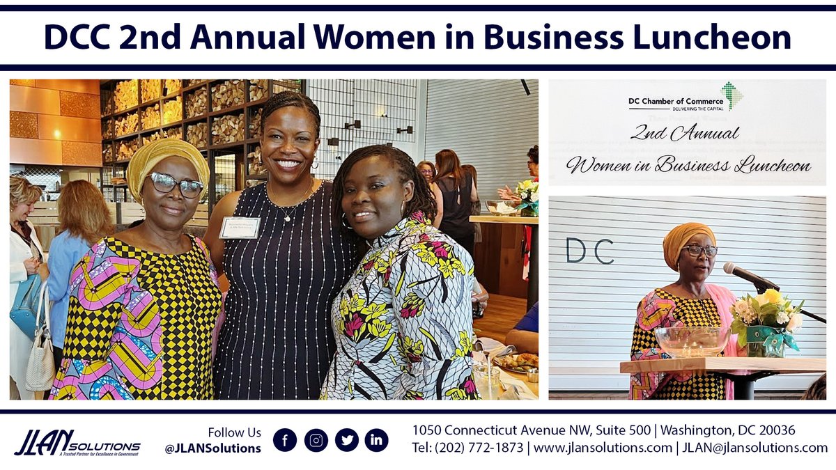 Thank you <a href="/dcchamber/">DC Chamber</a>, <a href="/afrancovasco/">Angela Franco</a>, DCC President &amp; CEO, and <a href="/crpincorporated/">Dr. Carolyn Rudd</a>, DCC Board, for hosting the 2nd Annual #WomeninBusiness #Luncheon. Our President &amp; CEO, <a href="/MeyersRonnette/">RonnetteMeyers</a>, was honored to meet the Honorable <a href="/alima_mahama/">Hon Hajia Alima Mahama</a>. Thank you <a href="/thepoint_dc/">The Point DC</a> for the delicious food.