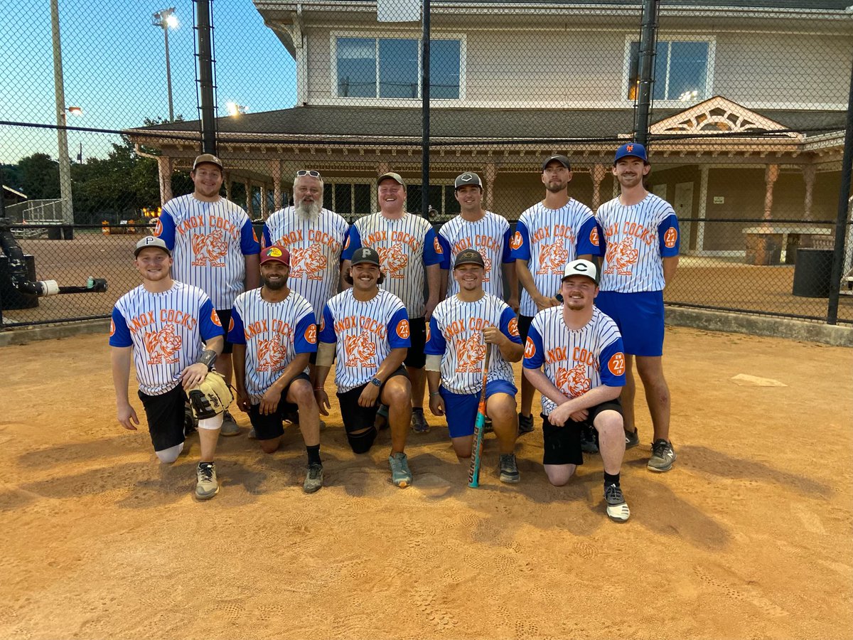 knoxathletics's tweet photo. Congrats to the Knox Cocks who won the 2022 Spring Adult Softball Men’s 0+HR Tournament!! https://t.co/Hmzkm31iEH