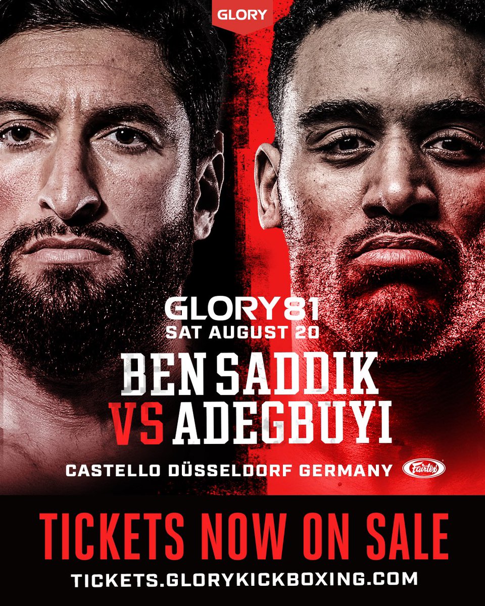 🚨 You can now purchase your #GLORY81 tickets! Visit tickets.glorykickboxing.com and don’t miss the heavyweight main event featuring <a href="/bensaddikjamal/">Jamal Ben Saddik</a> and <a href="/AdegBenny/">Benjamin Adegbuyi</a>, plus back-to-back title fights.