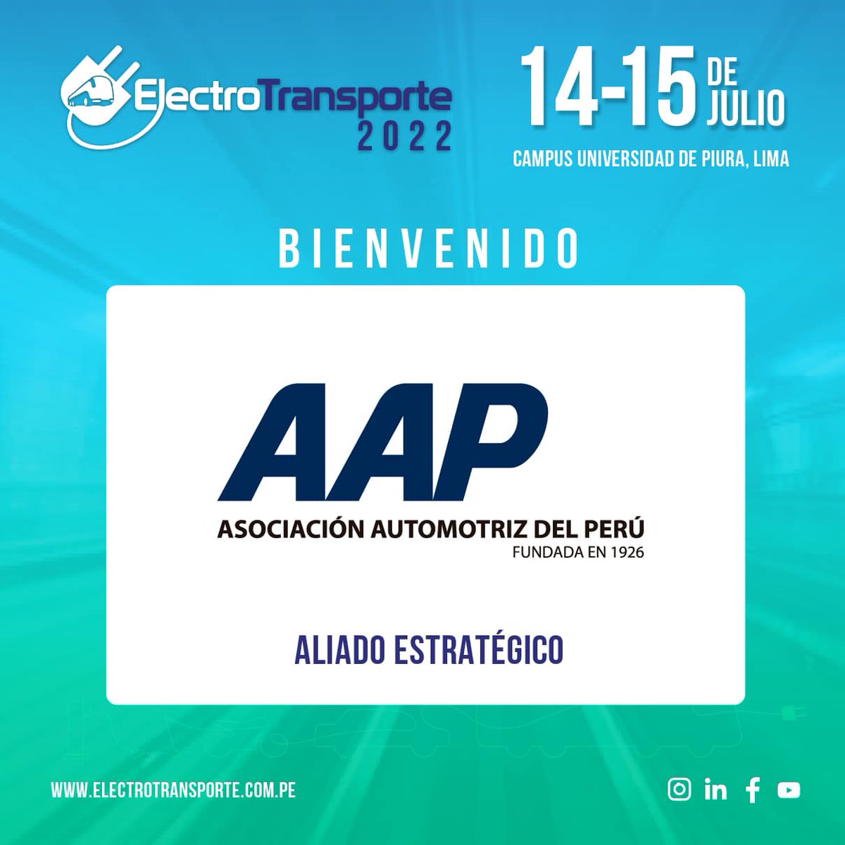 AAP_Peru's tweet photo. 🔋 #Electrotransporte está de vuelta! Y la @AAP_Peru será parte de este evento. "Integrando la movilidad eficiente para un mundo con futuro".
➡Registro para la conferencia: https://t.co/MqvU5SEuM2
➡Registro para la exhibición: https://t.co/seHITQABEo
.
.
#electromovilidad https://t.co/3JLZOAzGis