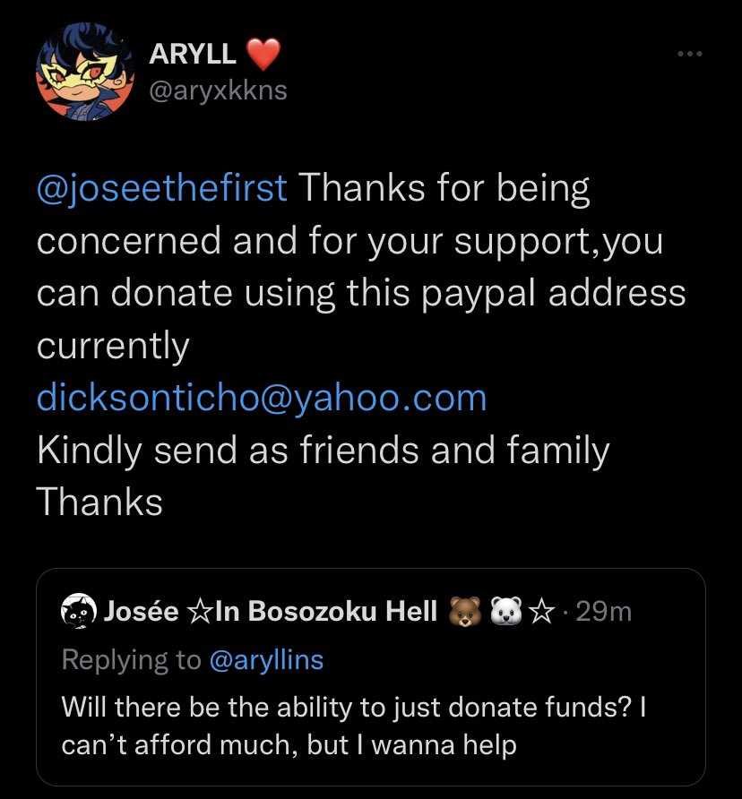 aryllins's tweet image. UM... HI... SORRY IM STILL DESPERATELY TRYING TO CATCH UP SINCE LAST NIGHT BUT THIS IS VERY URGENT.

as if all of this wasn't bad enough, someone is now impersonating me and asking for paypal donations! 🙂 they have me blocked so i can't QRT them directly, but THIS IS NOT ME.