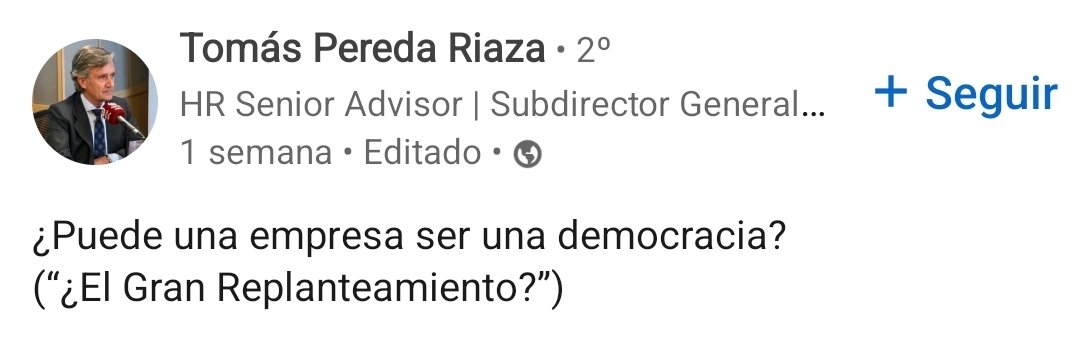 Interesante post de @TomasPeredaRiaza

La #democracia como expresión del #ValorTotal en las organizaciones

<a href="/Fundmashumano/">Fundacion Máshumano</a>
<a href="/SuccessMind_SM/">Success Mind</a>

linkedin.com/posts/albertva…