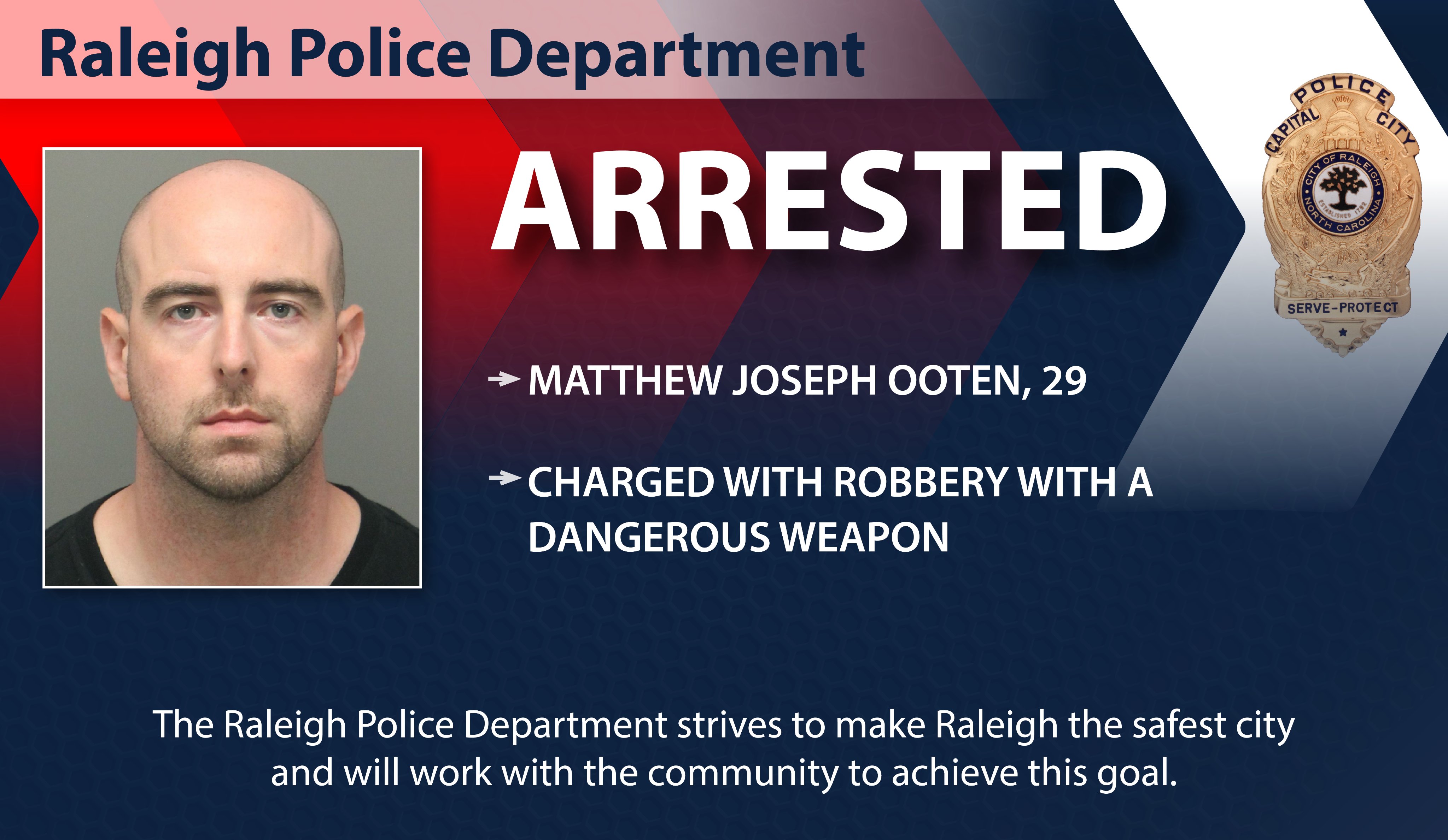 Raleigh Police on Twitter: "Matthew Joseph Ooten, 29, has been charged