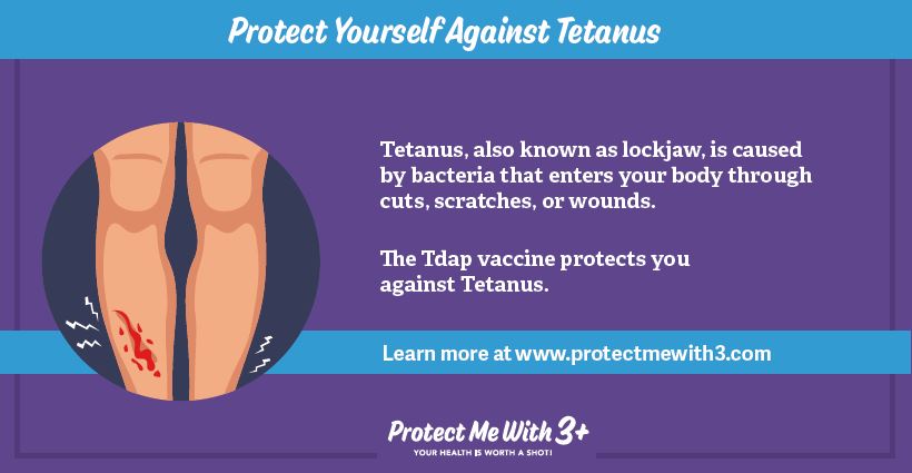Protect Me With 3+ (@protectmewith3) on Twitter photo Tetanus, also known as #lockjaw, causes painful muscle tightening and stiffness, making it difficult to open your mouth, swallow, or even breathe. The #Tdap #vaccine is the best way to prevent #tetanus. bit.ly/2Oabm6k <a href="/MonCtySchNurses/">MonCty School Nurses</a> #teachers #nurses Tetanus, also known as #lockjaw, causes painful muscle tightening and stiffness, making it difficult to open your mouth, swallow, or even breathe. The #Tdap #vaccine is the best way to prevent #tetanus. bit.ly/2Oabm6k <a href="/MonCtySchNurses/">MonCty School Nurses</a> #teachers #nurses