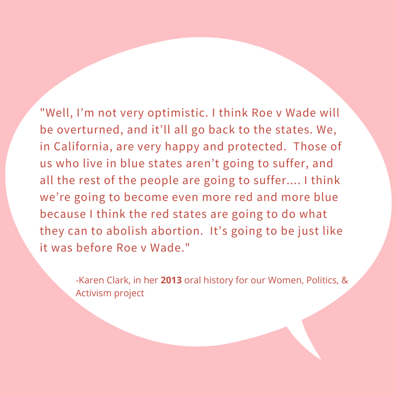 COPH_CSUF's tweet photo. A very prescient quote from founding board member of the political action committee Women in Leadership (WIL), Karen Clark, in her 2013 #oralhistory.
Listen to the full interview here:
https://t.co/nRp4kVWidh https://t.co/mBIhb0WaR7