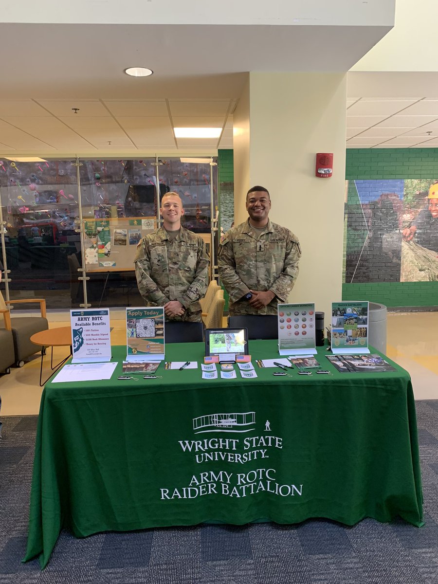 Welcome to Wright State! We're so excited for you to begin your journey here. Come by the Army ROTC information table and talk to 2LT Bertsch and Cadet Perry.

Find out about our program, internships, scholarships and more.
#wrightstateorientation #wrightstate #scholarships