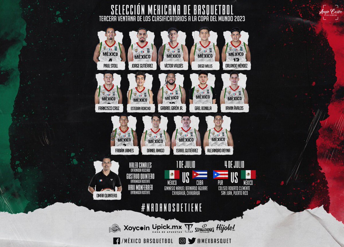 mexbasquet's tweet photo. #MexBasquet 🇲🇽🏀 Estos son los jugadores que representarán a México en la Tercera Ventana de los Clasificatorios @FIBA a la Copa del Mundo 2023. #nadanosdetiene https://t.co/P9vJS1tZmw