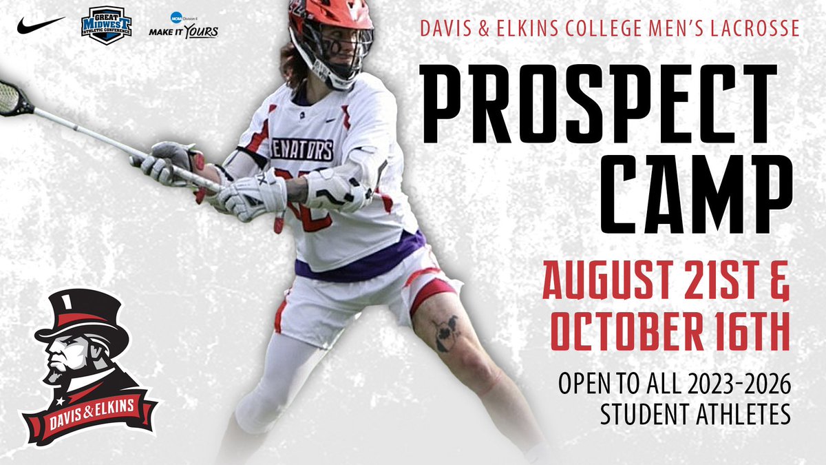 D&amp;E Men’s Lacrosse announces their two Fall Prospect Days for 2023-2026 recruiting classes. Registration link is in bio. #DEmlax #playD2 <a href="/SenatorNation/">SenatorNation</a> <a href="/davisandelkins/">Davis & Elkins</a>