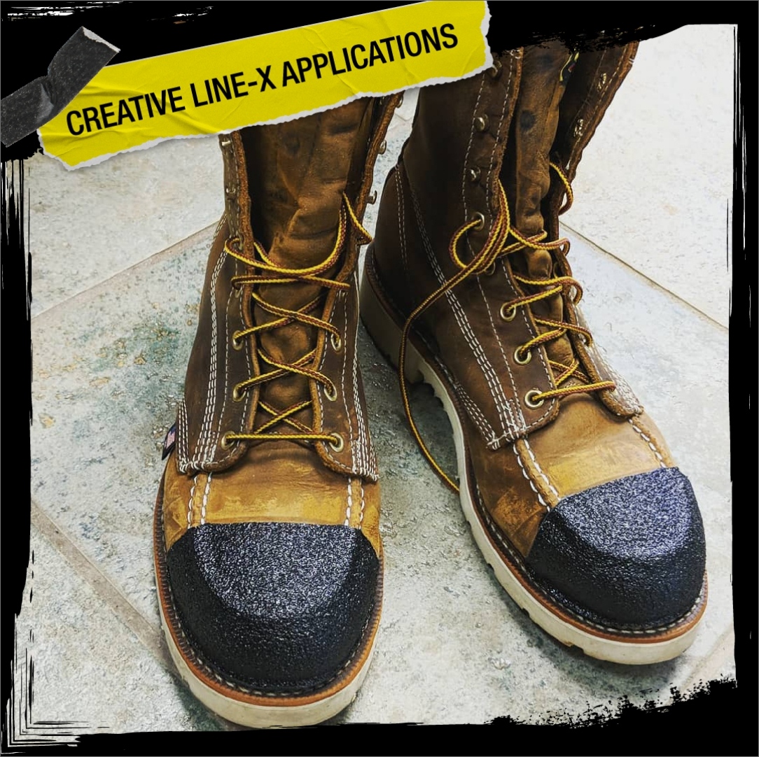 LINEXProtects's tweet image. If it needs protection, it needs #LINEX. Our versatile coatings get called on for some #CreativeApplications including work boots and hard hats! 

Alright, who wants a pair? 

#Trucks #TruckLife #Automotive #ConstructionWorker
