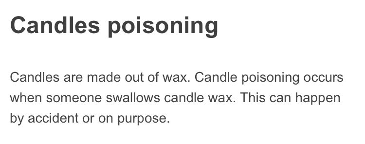 Careful out there. Candle wax poisoning