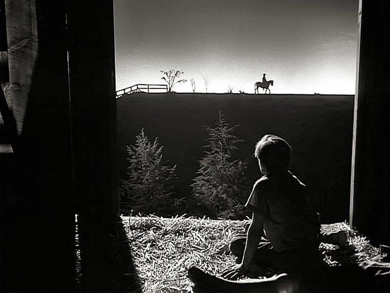 MatthewAMullins's tweet photo. The Night of the Hunter (1955)
Billy Chapin in hayloft as John Harper.
The figure on the horse is actually a little person on a pony, this scene was filmed in false perspective to represent Harry Powell (Robert Mitchum) from a distance.
#TheNightoftheHunter #filmtricks https://t.co/Rr0kwmG6LO