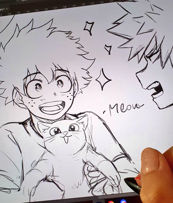 #WIP #workinprogress Deku want a cat 😺 what Kacchan will do? 🤭
Keep working on the domestic doodles and zines. I will try to post them next week 😊 