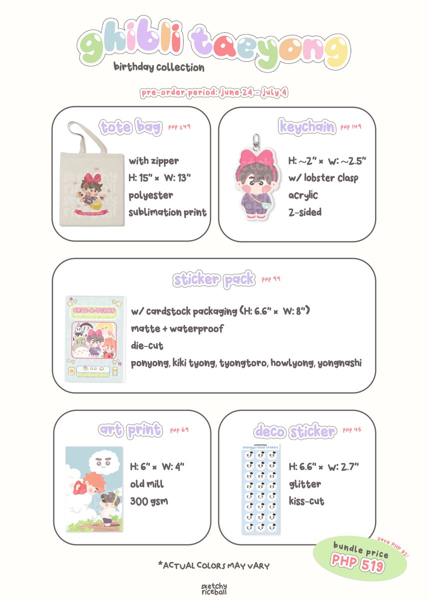 യ *◞ ghibli taeyong birthday collection pre-order 
by <a href="/sketchyriceball/">* ੈ✩ skrb ♡ vgen | #CA11 K01</a>

⤾ bundle: ₱519
⤾ tingi: ₱45-₱249
⤾ doo &amp; dop for direct orders - july 4

ೀ order here:
direct: tinyurl.com/ghibliyong
shopee (cod ok): shp.ee/nhbvak3
ww go: dm me

🍃 wts lfb nct 127 ph