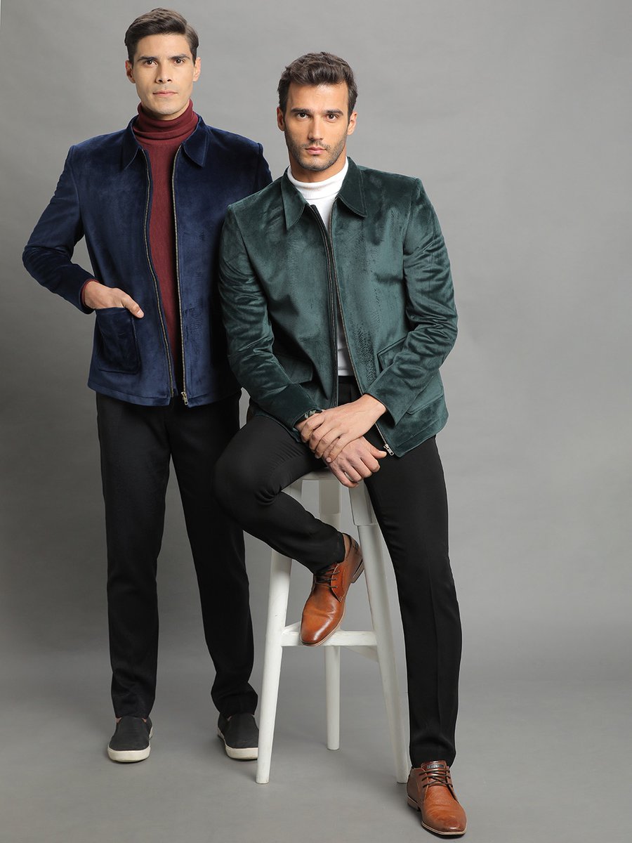 candidknots's tweet photo. Bomber jacket with suede twist. What's your pick? Blue or green? https://t.co/tDhAgtBqh6
