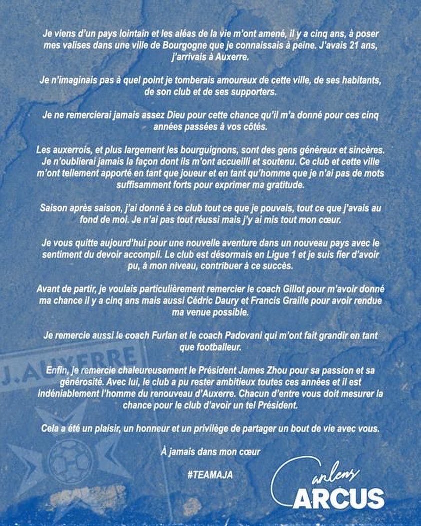 jpehaiti's tweet photo. Gen 2 bagay mwen wè kem renmen nan dosye 🇭🇹 Carlens Arcus ki ale nan Vitesse Arnhem nan : 

1) Nòt Carlens sòti a. Byen ekri, yon bagay pwofesyonèl. 

2) Mesaj AJ Auxerre kite pou jwè a. Sa montre tout respè club la gen pou Carlens.

Carlens se yon gwo pwofesyonèl !!! https://t.co/3DYNDTYrKL