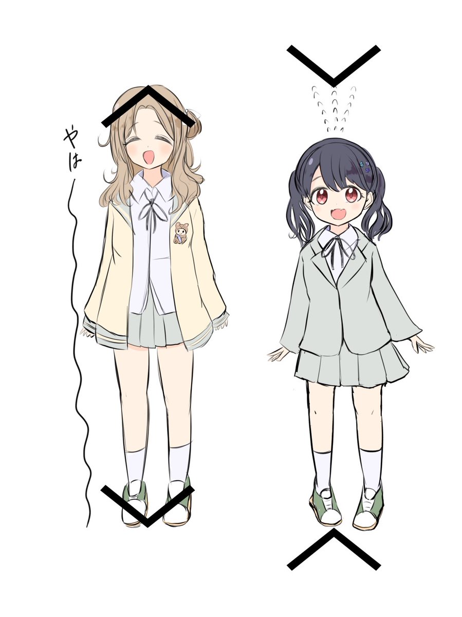 fukumaru koito ,ichikawa hinana multiple girls 2girls school uniform skirt blazer black hair grey skirt  illustration images