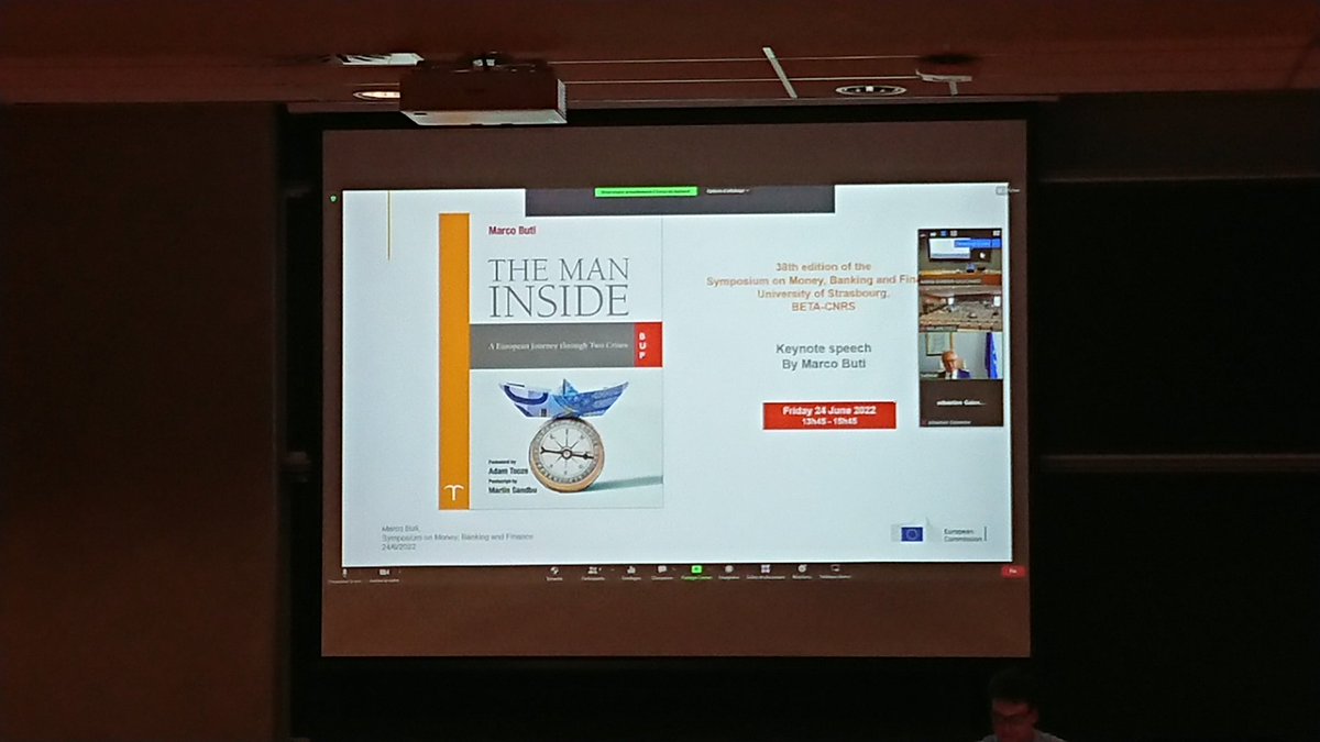 plenary session by Marco Buti <a href="/EU_Commission/">European Commission</a> "The man inside" at the 38th symposium on #Money #banking #finance in Strasbourg 
#europe #Crisis #conference #research 
<a href="/GdreAnd/">GDRE Money Banking and Finance 🏛️</a> @beta_economics <a href="/barbiergauchard/">BARBIER-GAUCHARD</a> <a href="/SamuelLigonnier/">Samuel Ligonnière</a>