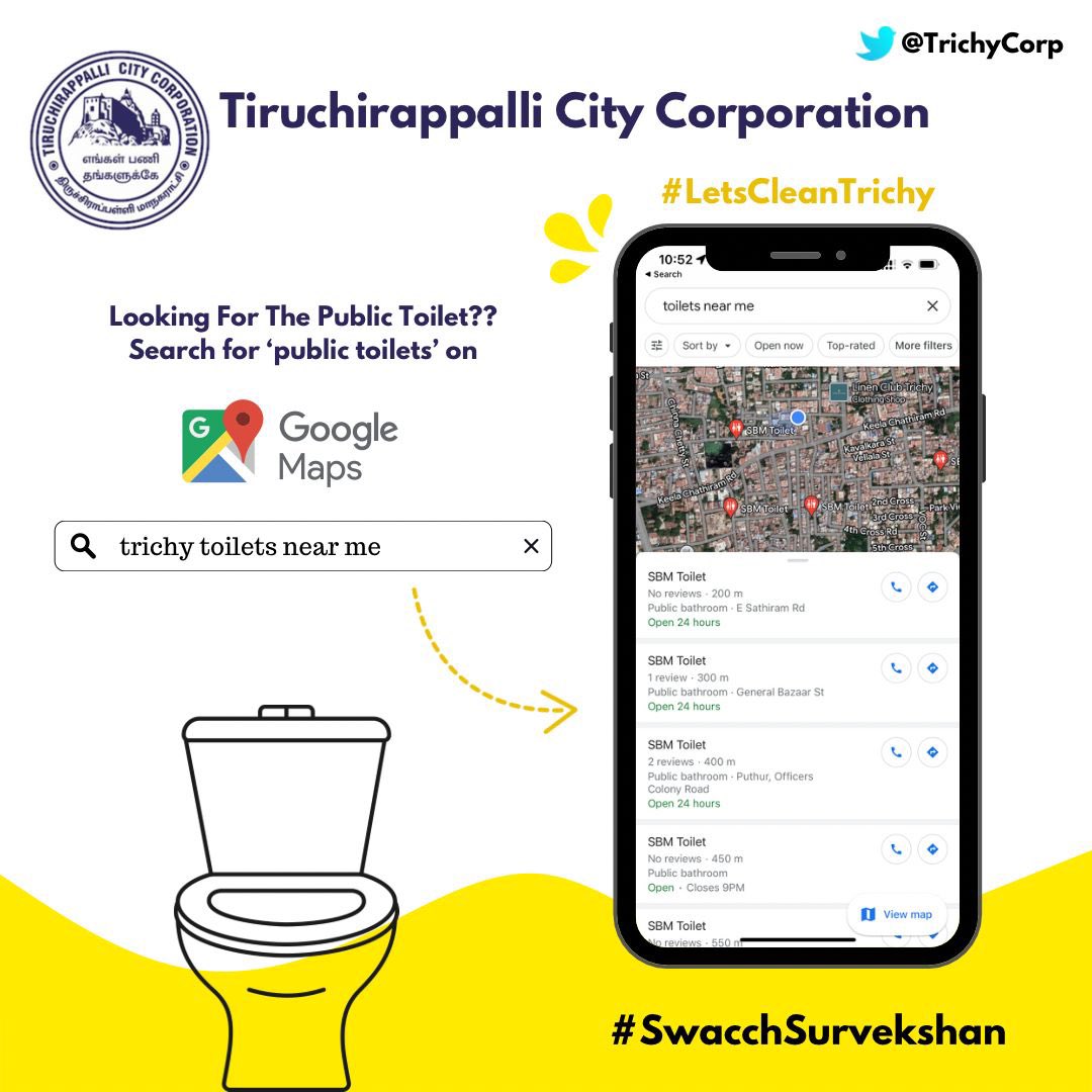 Super and good move  <a href="/TrichyCorp/">Tiruchirappalli City Municipal Corporation</a> <a href="/drvasanth/">Dr.Vaithinathan IAS</a> sir #the_trichyspecial #trichyspecial #trichycity #toilet #map
