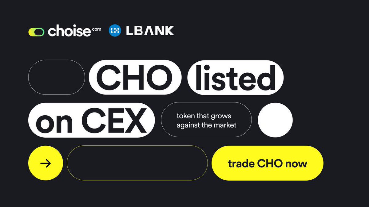 🎯@ChoiseCom just listed on its first CEX #LBank📈

👇Trade $CHO Here👇
lbank.info/exchange/cho/u…

📈Current price growth — 6х from IDO
✅ Stable upward trend on the bear market 😳

Enter MetaFi — main trend of 2022.
#CHOMETAFI #Cryptocurrency #Trading